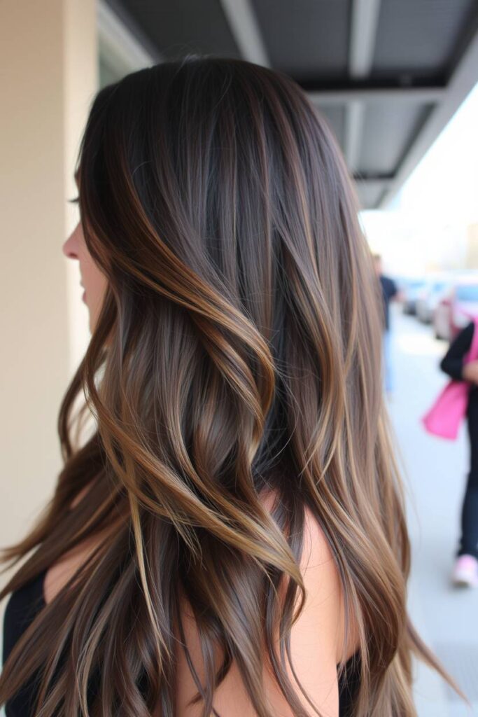 Ash Brown Highlights on Dark Hair