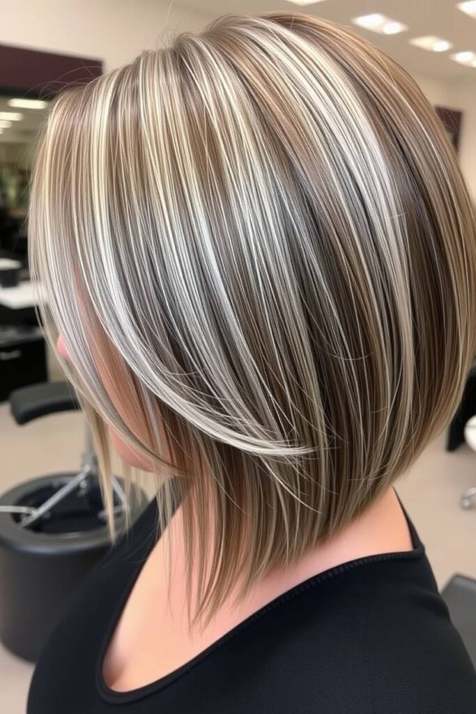 Ash Brown Lob with Silver Shine