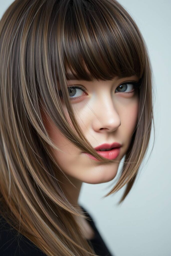 Ash Brown with Curtain Bangs