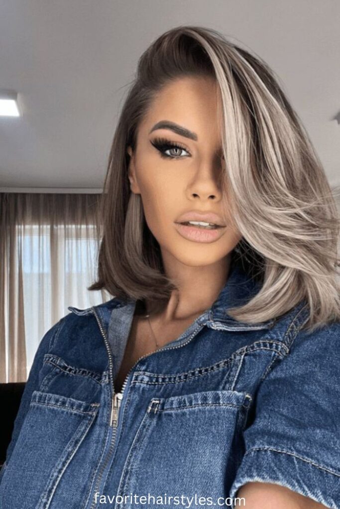 Balayage Bob with Ash Brown and Champagne Blonde