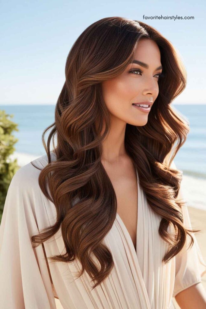 Beachy Waves with Chestnut Brown Extensions