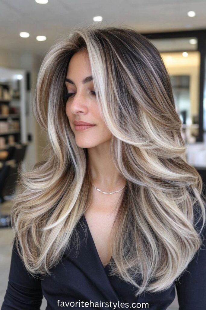 Rose Gold Highlights on Brown Hair
