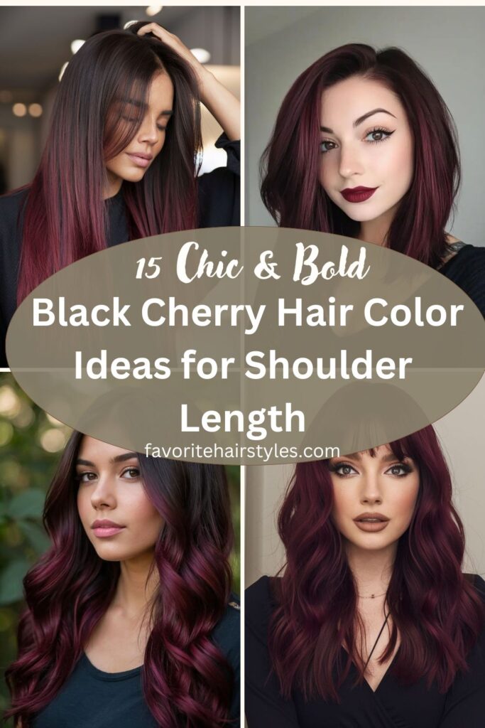 Black Cherry Hair Color Ideas for Shoulder Length