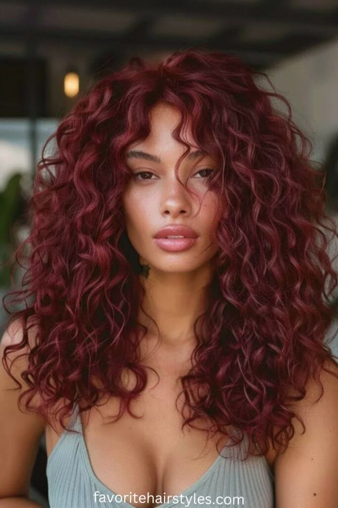Black Cherry Ombre on Voluminous Curls