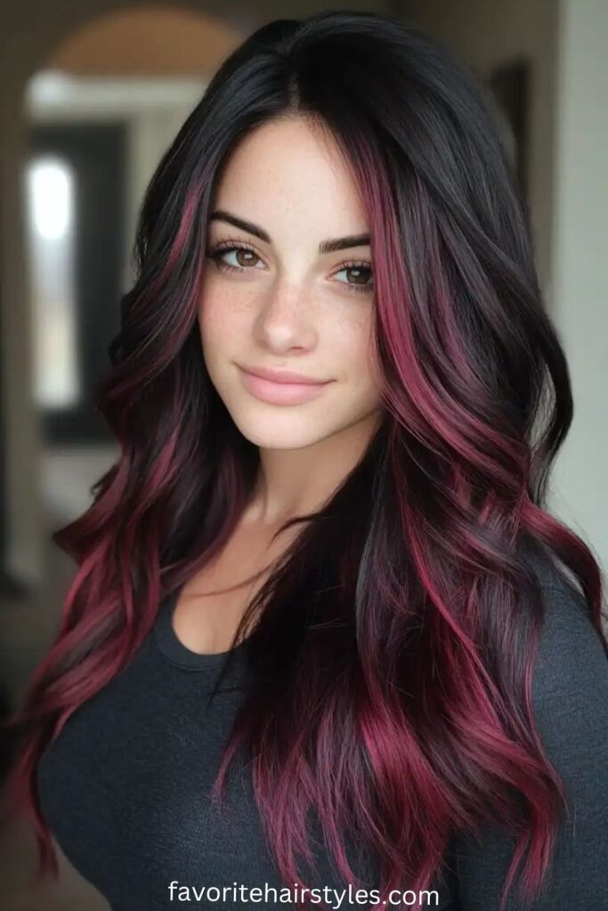 Black Cherry Ombre with Red Highlights