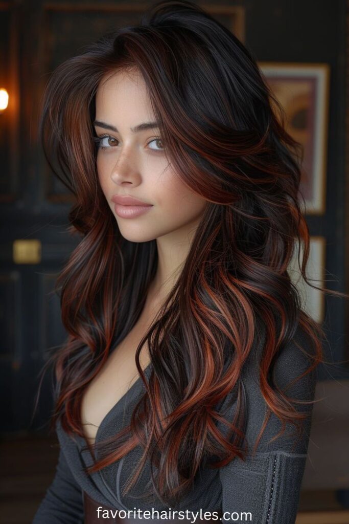Black Cherry with Face-Framing Highlights