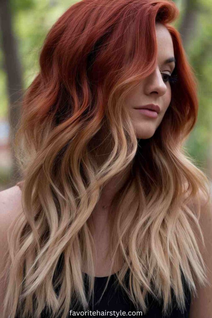 Blonde and Red Ombré Waves