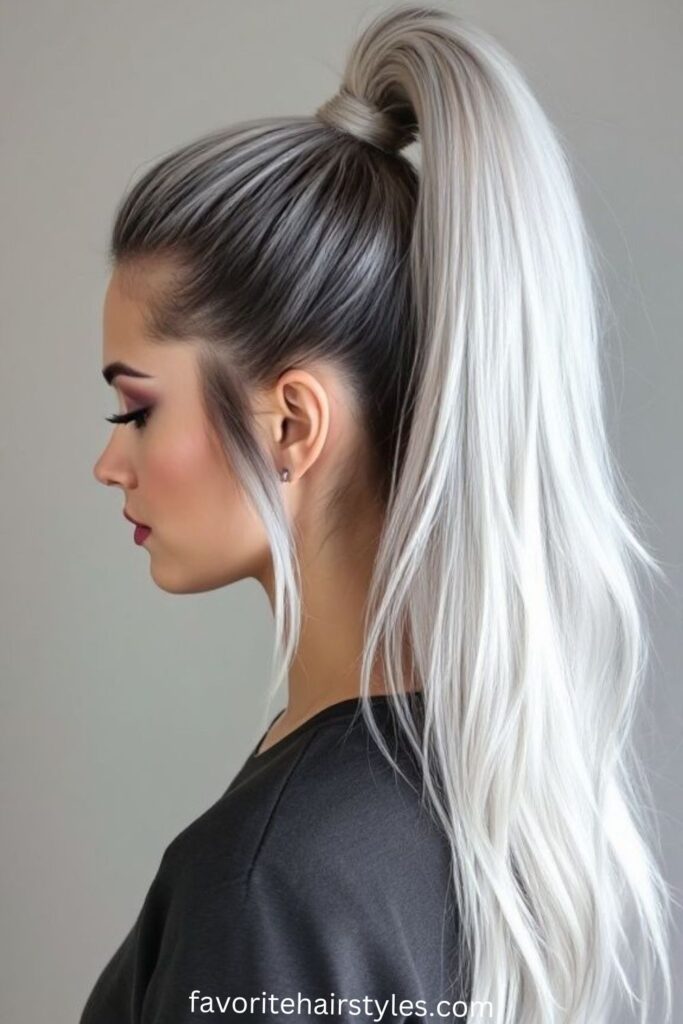 Bold Ash Blonde Balayage with Platinum Tips