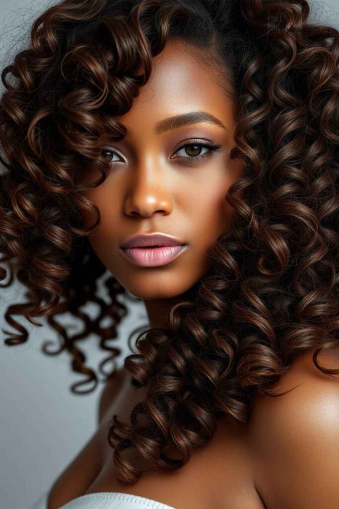 Bouncy Curls with Warm Mocha Extensions