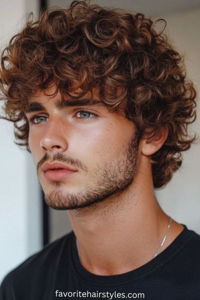 Bronze Highlights on Curly Brown Hair