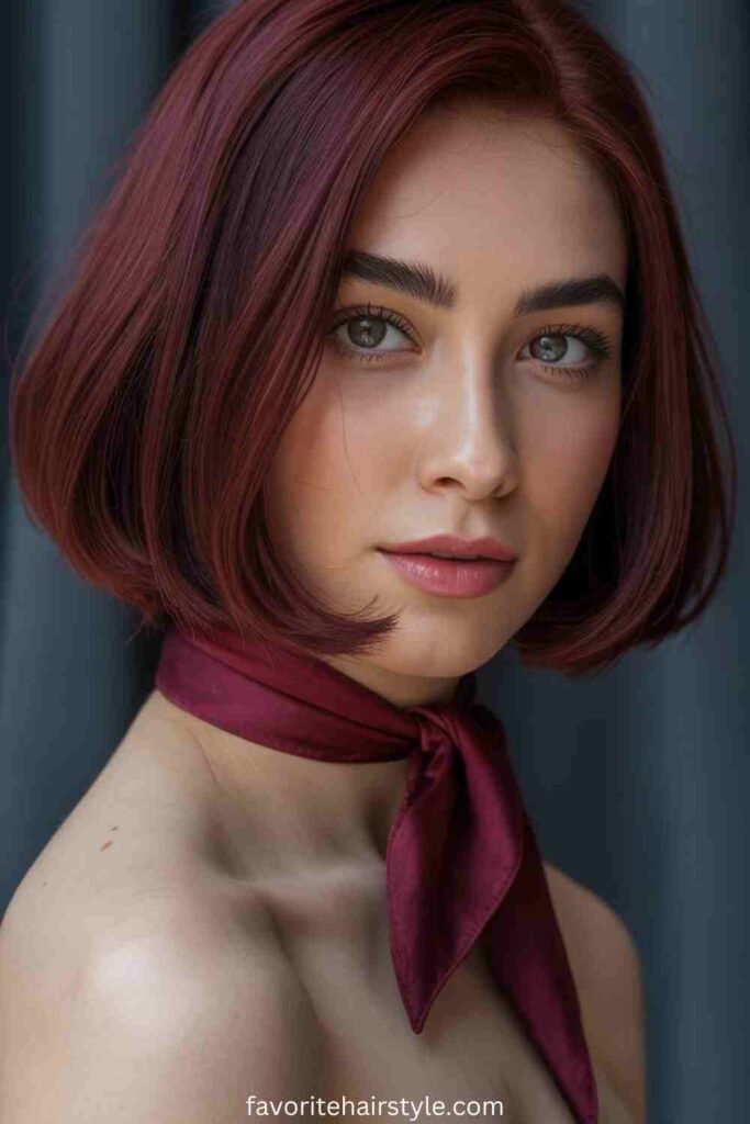 Burgundy and Copper Balayage on a Short Bob