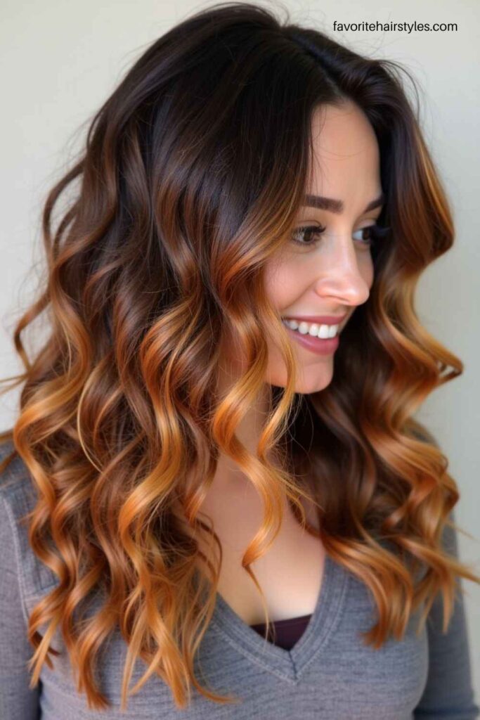 Caramel Balayage on Curly Hair
