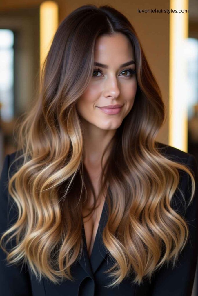Caramel Balayage with Soft Waves