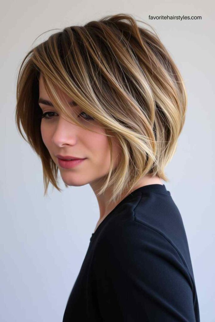 Caramel Brown Layers for Short Hair