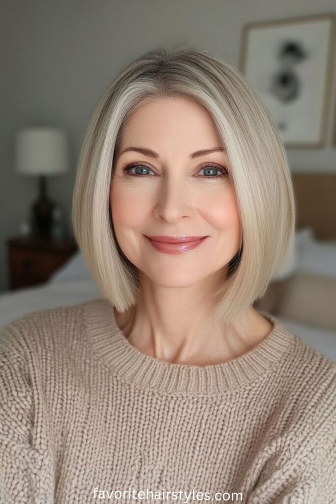 Champagne Blonde Blunt Bob
