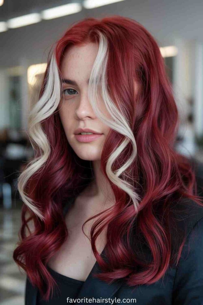 Cherry Red with Platinum Blonde Accents