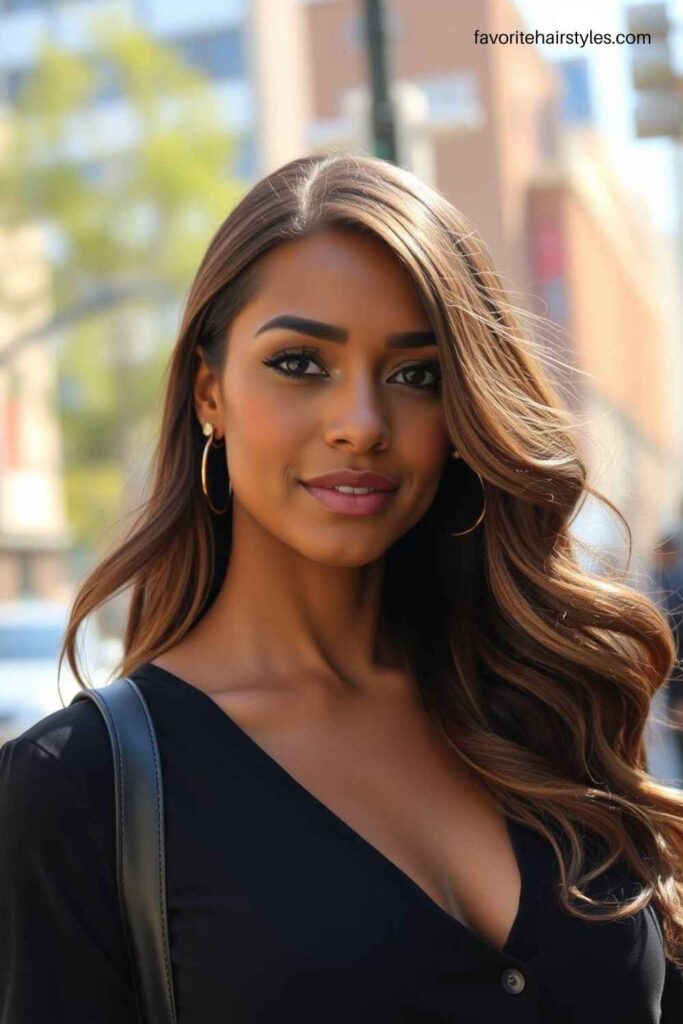 Chocolate Caramel Brown Hair for Dark Skin Tones
