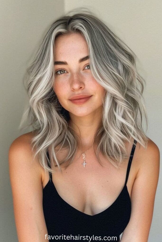 Cool Ash Blonde with Silver Highlights