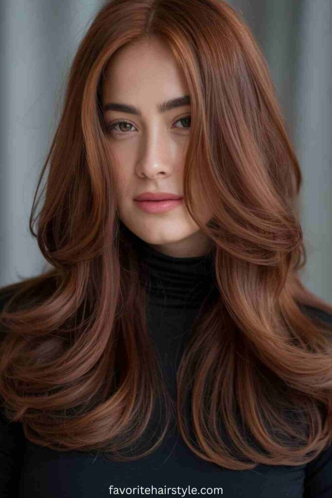 Copper Balayage on Long Straight Hair