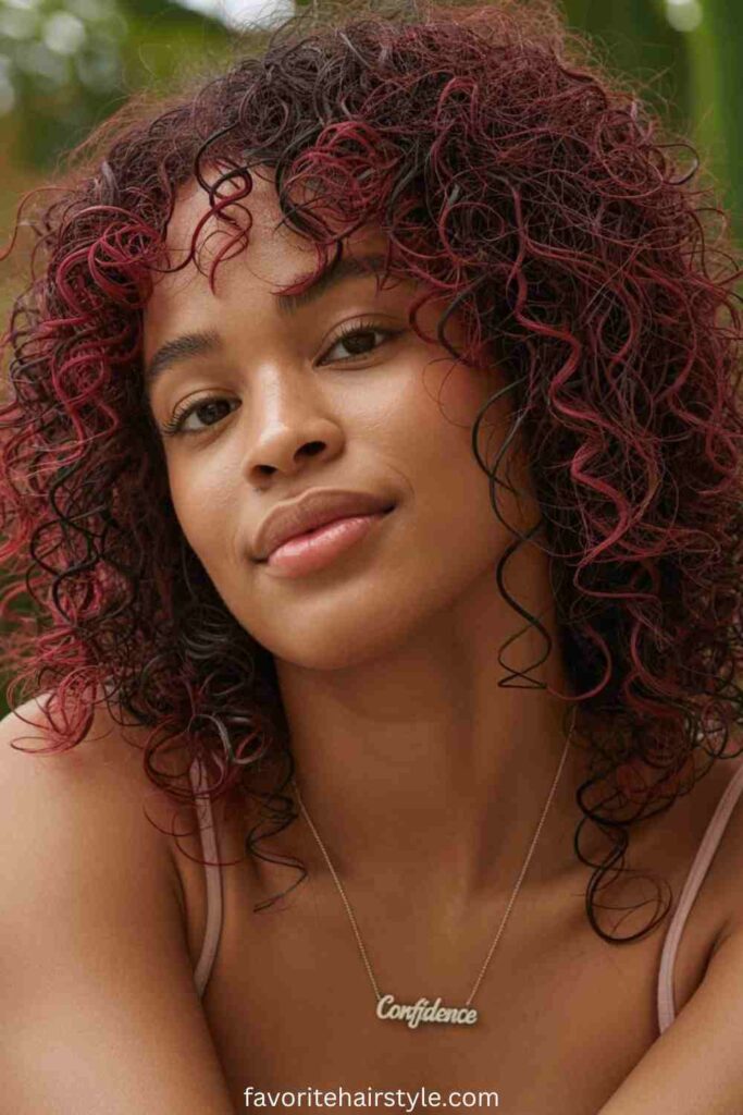 Copper Red Curly Weave with Bangs
