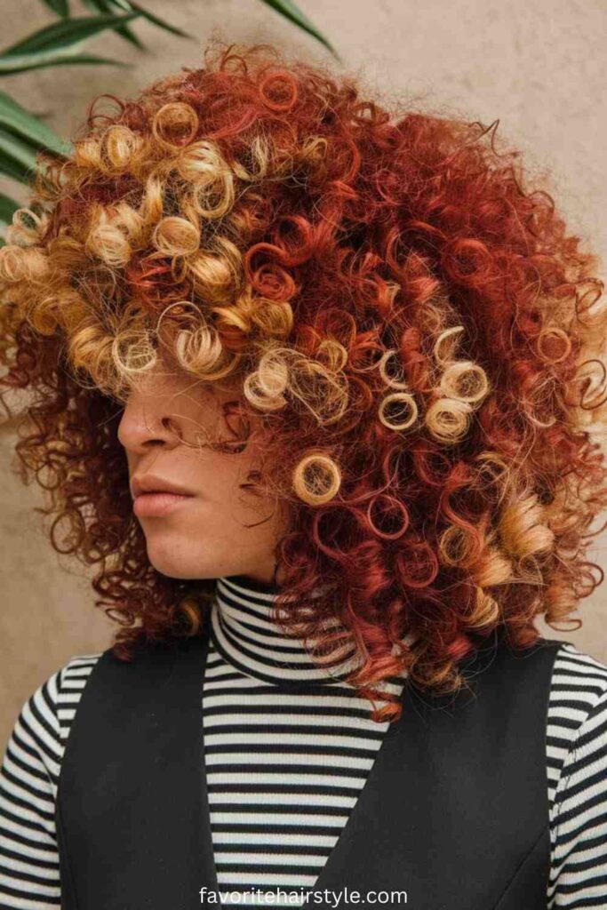Curly Blonde and Red Afro Weave