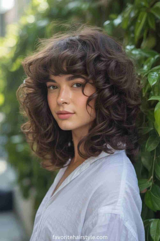 Curly Bob with Bangs