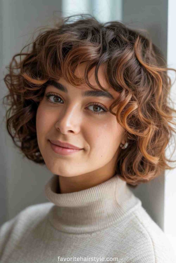Curly Bob with Bangs