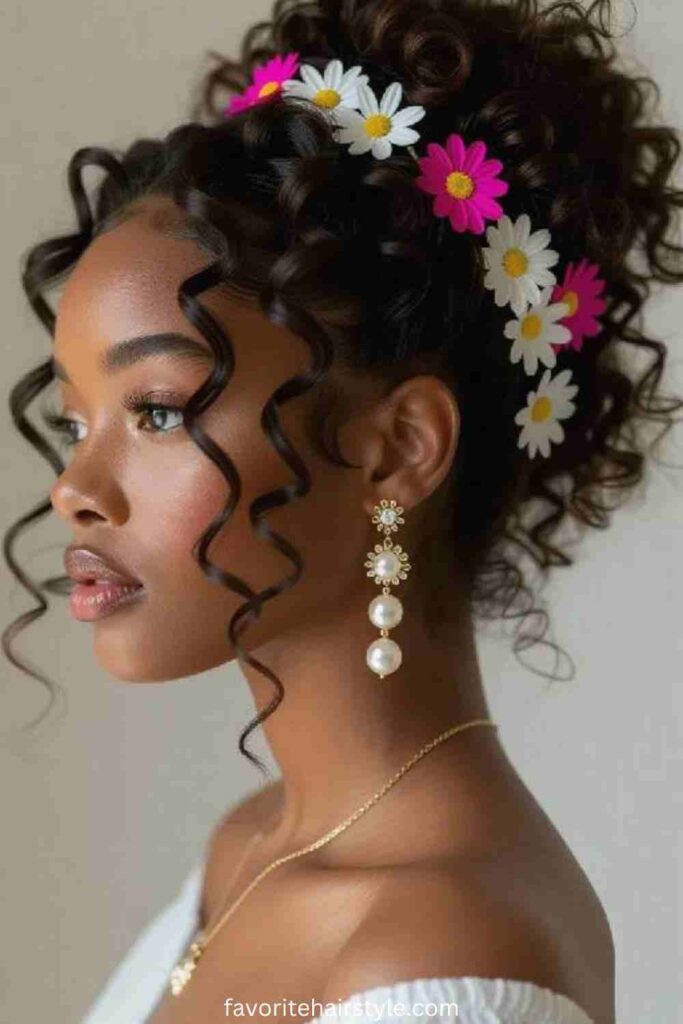 Curly Half-Up with Accessories