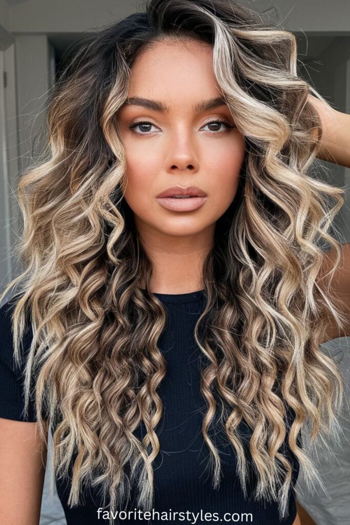 Curly Texture with Ash Balayage