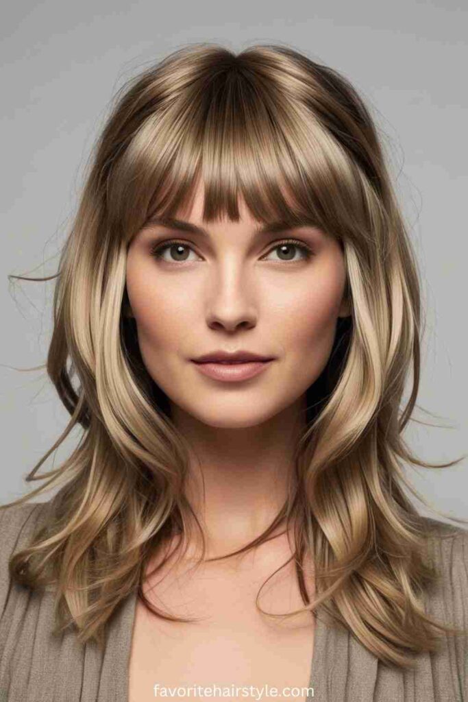 Curtain Bangs with Dirty Blonde Layers