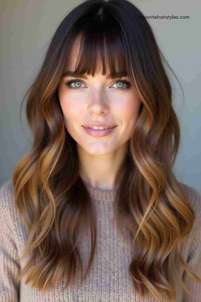 Curtain Bangs with Light Brown Layers