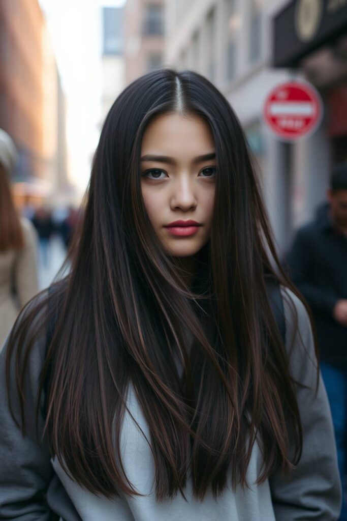 Dark Ash Brown Straight Hair