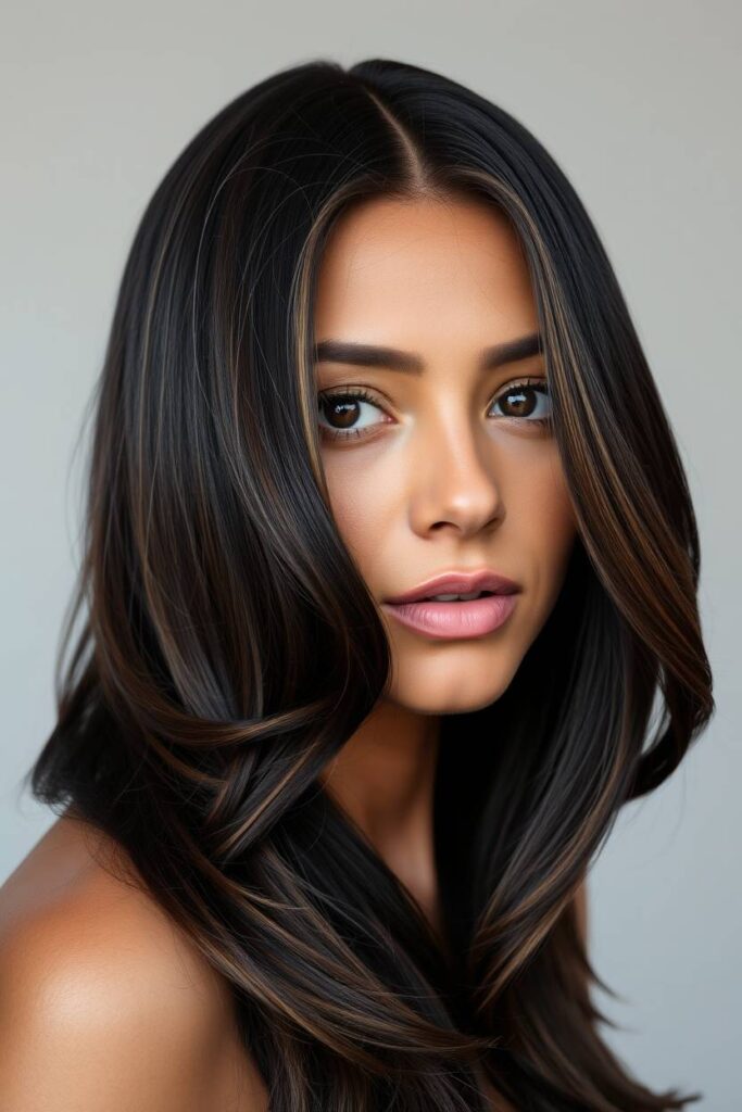 Dark Ash Brown with Face-Framing Highlights