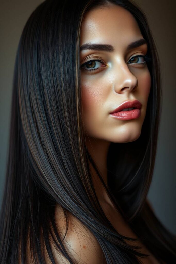 Dark Ash Brown with Face-Framing Highlights
