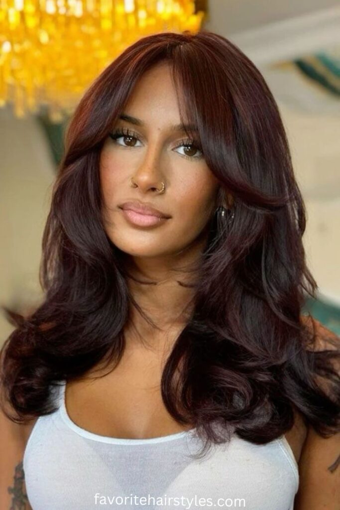 Dark Brown Cherry Balayage