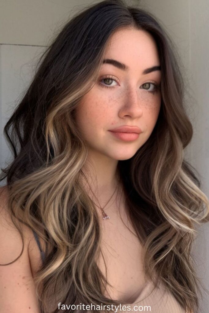 Dark Brown with Face-Framing Highlights