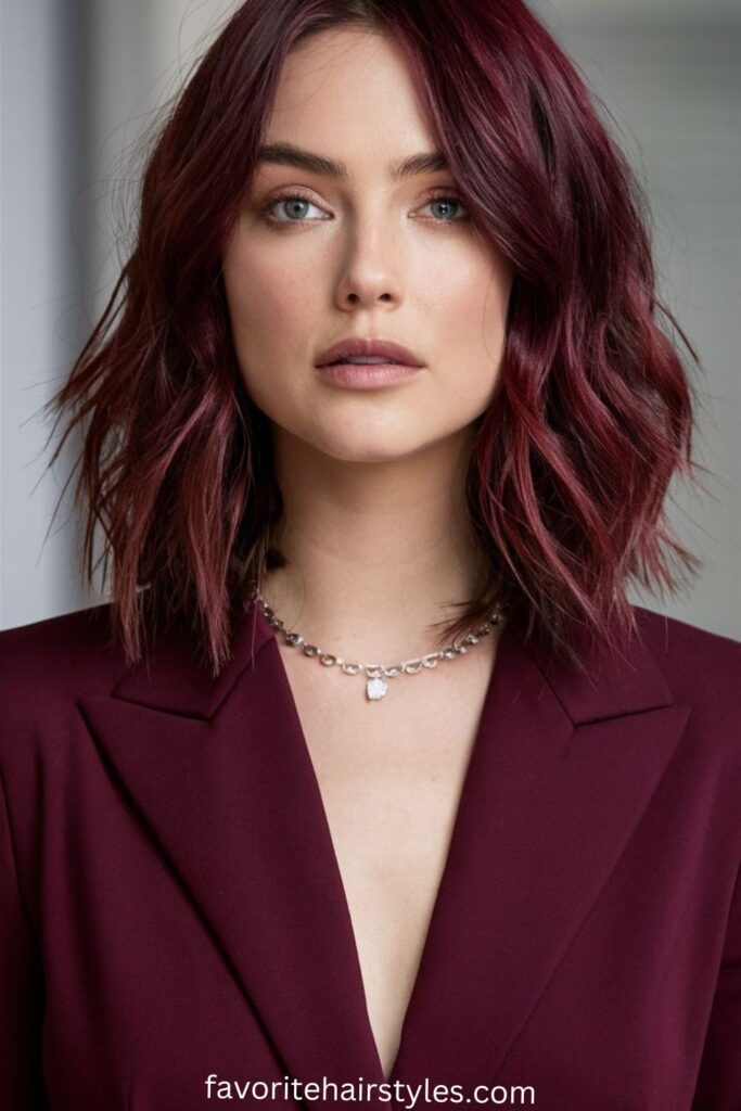 Dark Cherry with Blunt Bangs