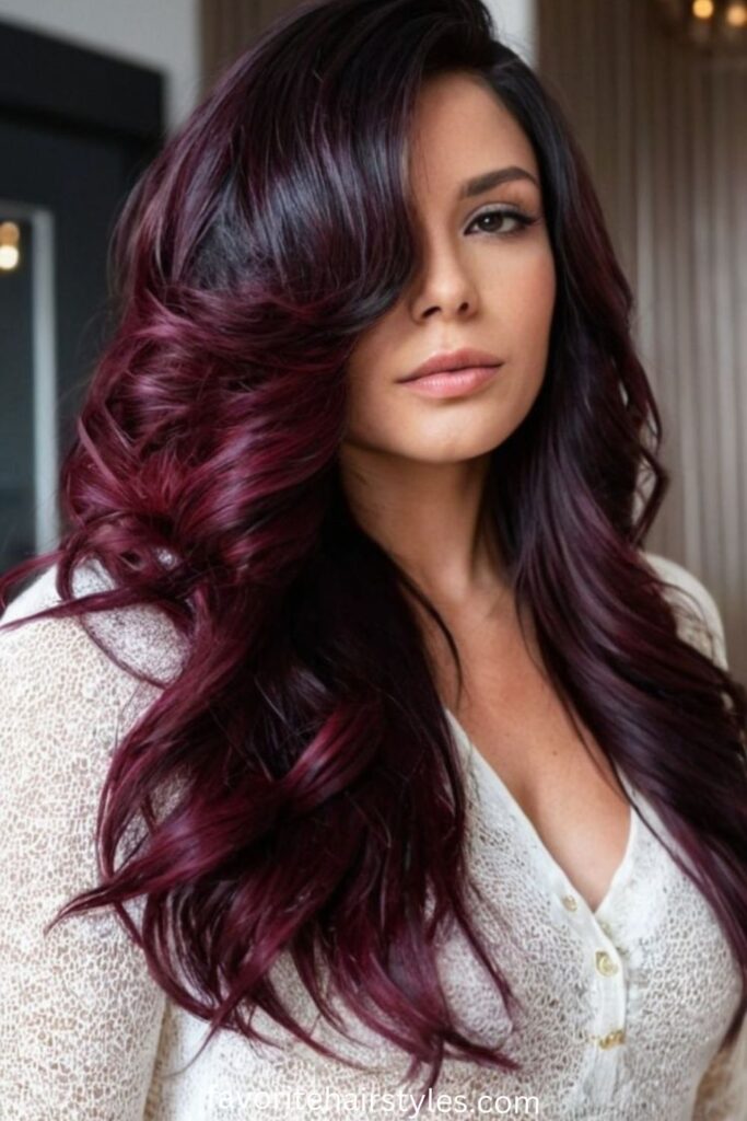 Dark Chocolate Cherry Hair with Subtle Highlights