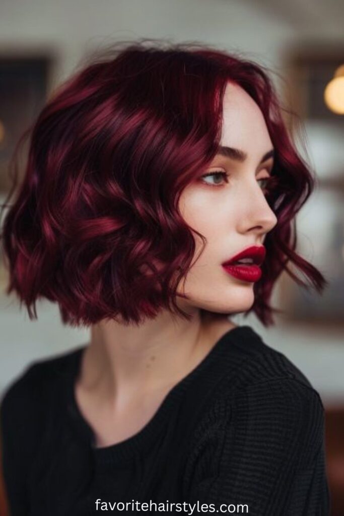 Deep Black Cherry Pixie Cut