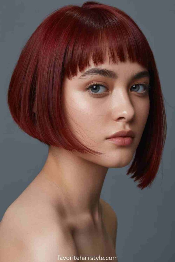 Deep Red Angled Bob