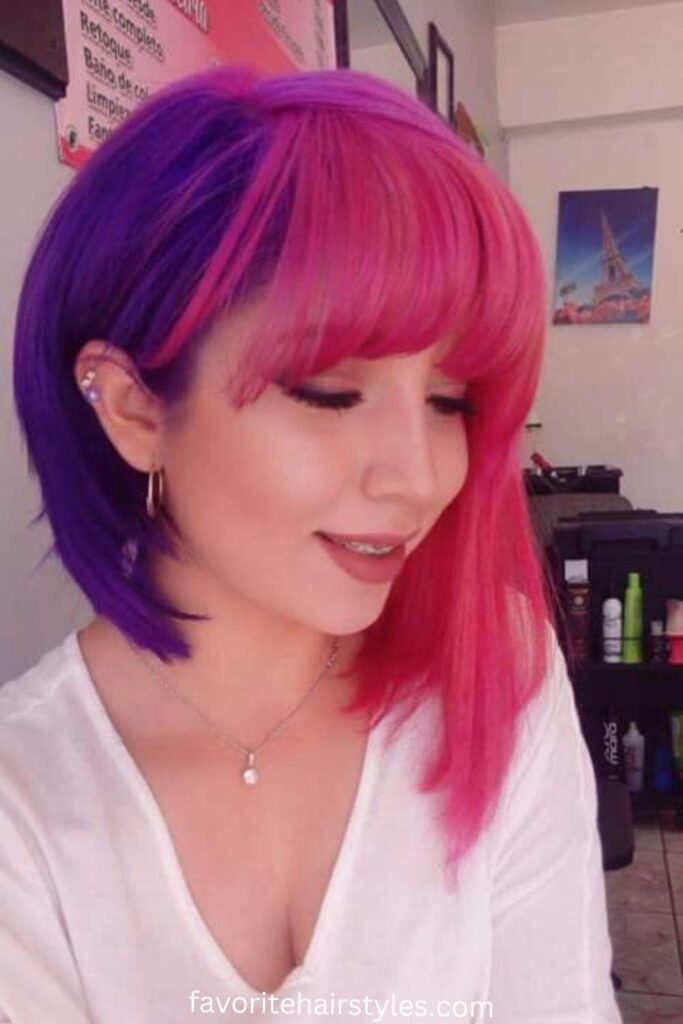 Dual-Tone Pink and Lavender Wolf Cut Wig