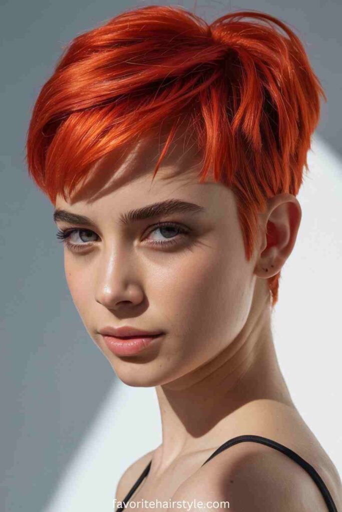 Fiery Bright Red Pixie Cut