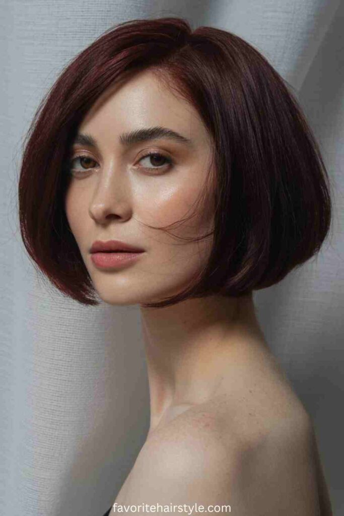 Fiery Red Pixie with Side-Swept Bangs