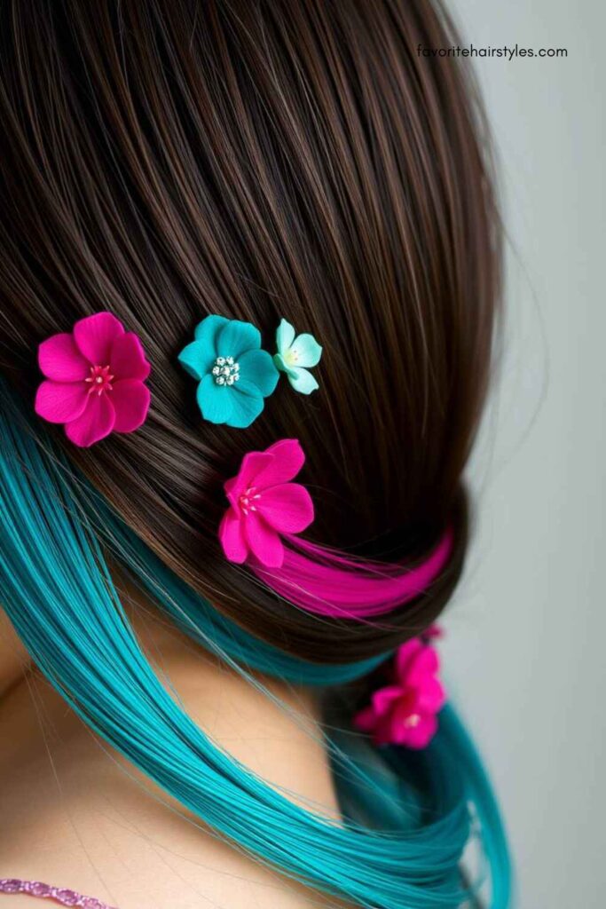 Floral Hair Clips with Extensions