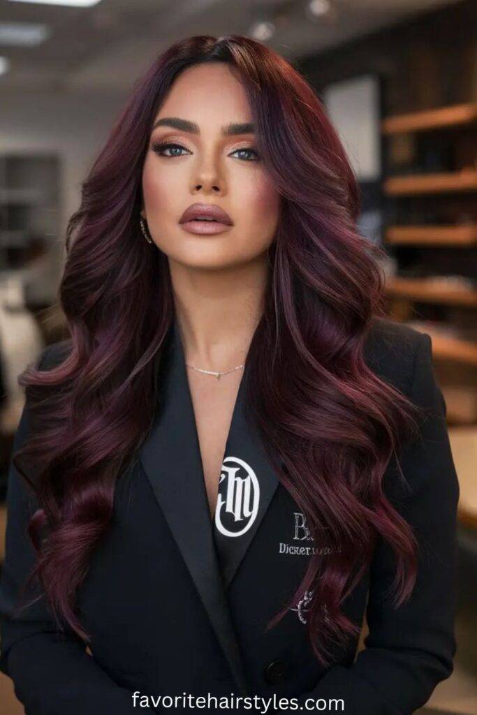 Glossy Black Cherry with Long Layers