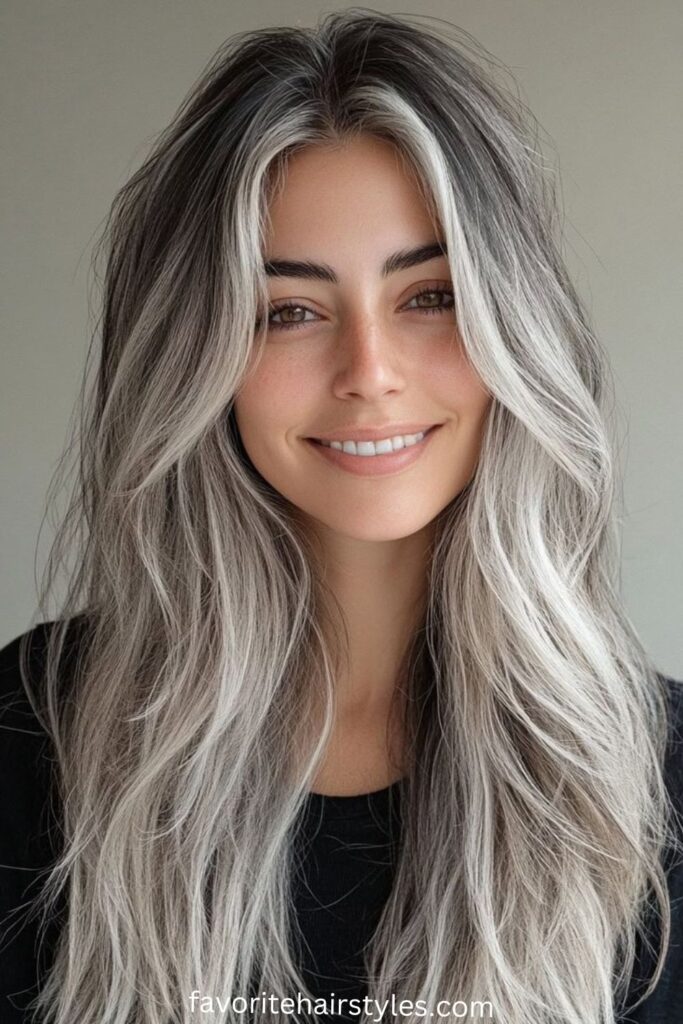 Grey Ash Blonde Balayage on Curly Hair