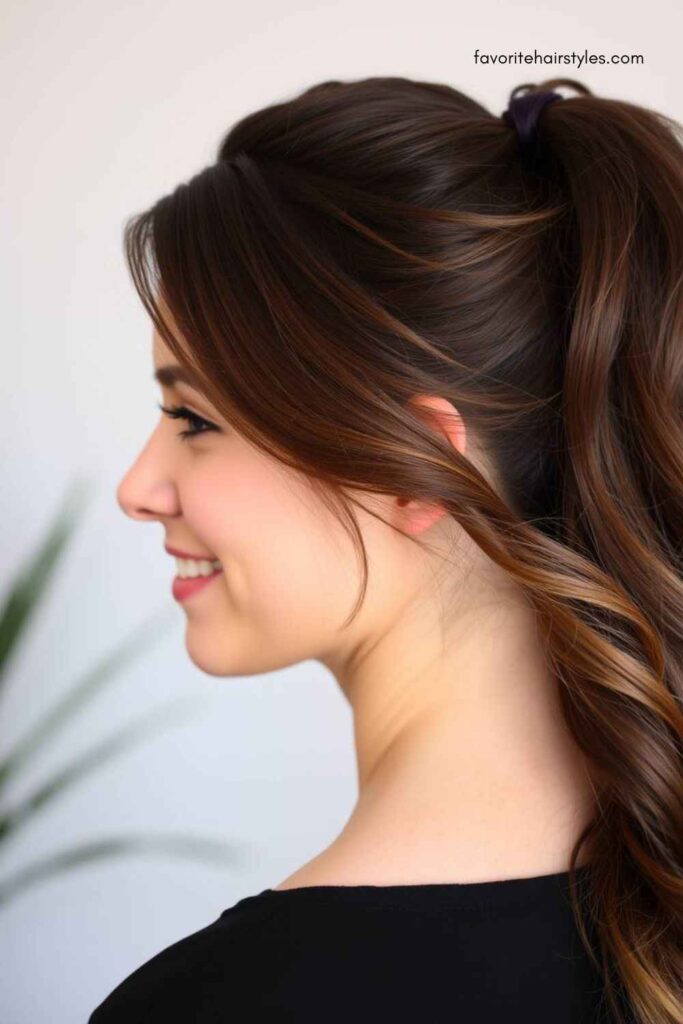 Half-Up Ponytail with Caramel Highlights