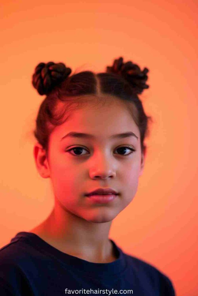Half-Up Space Buns with Curls