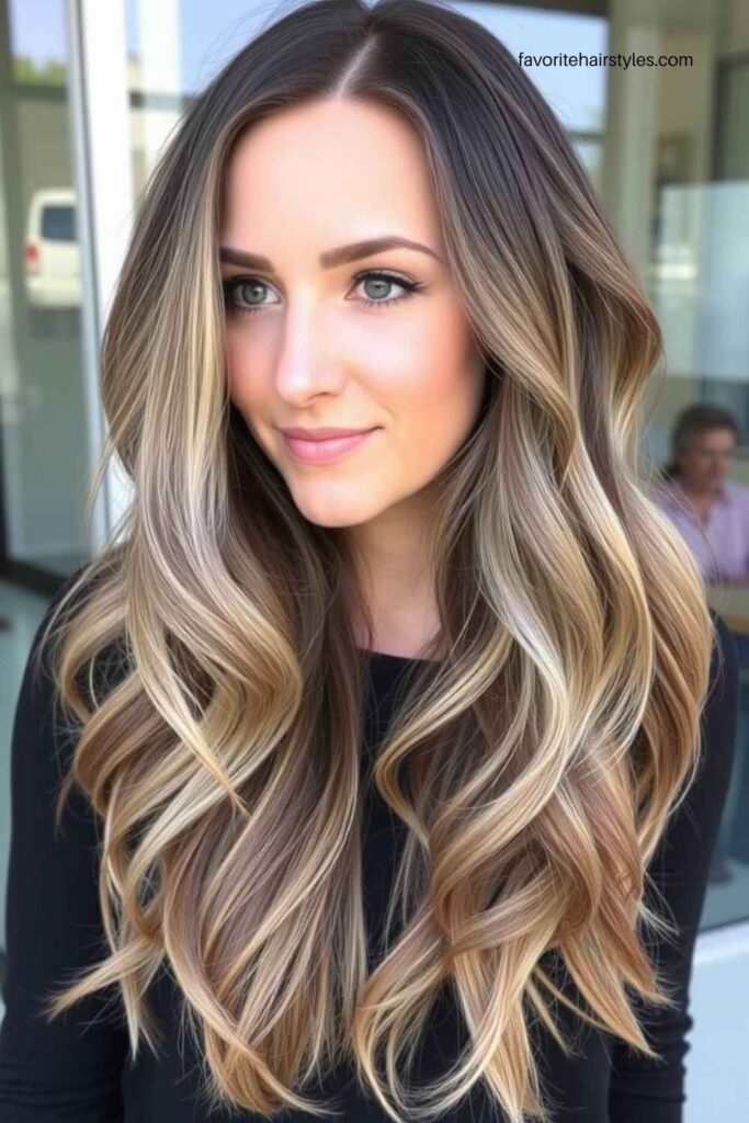 High-Contrast Ash Brown Balayage