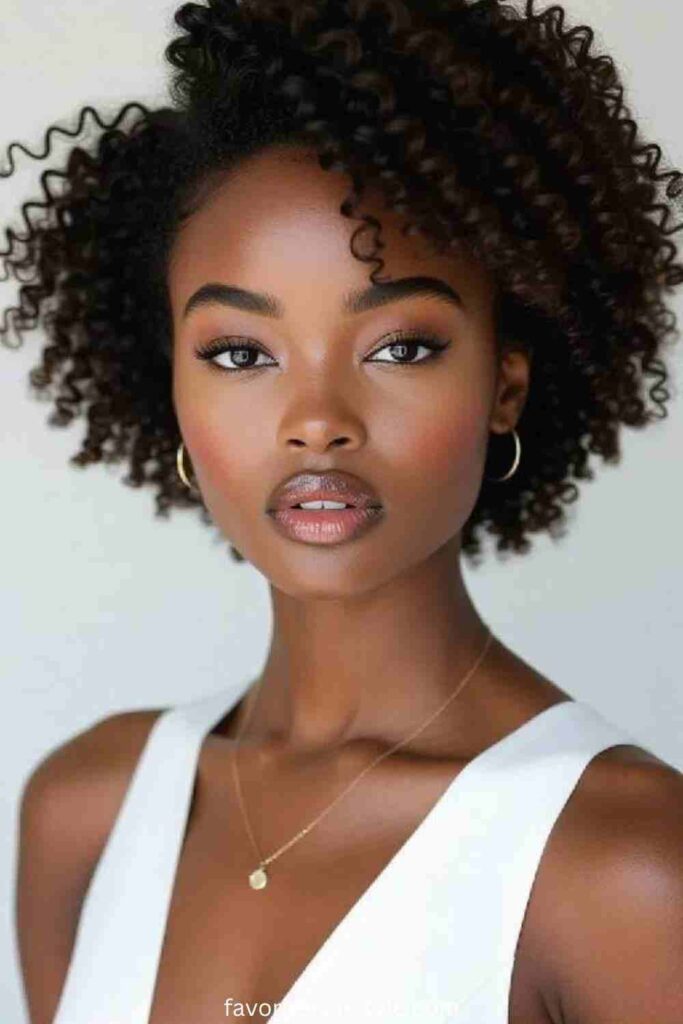 High Puff Half-Up Curly Look